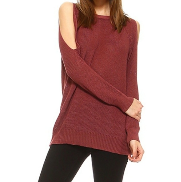 Rust - Cold Shoulder Sweater - Picture 2 of 4